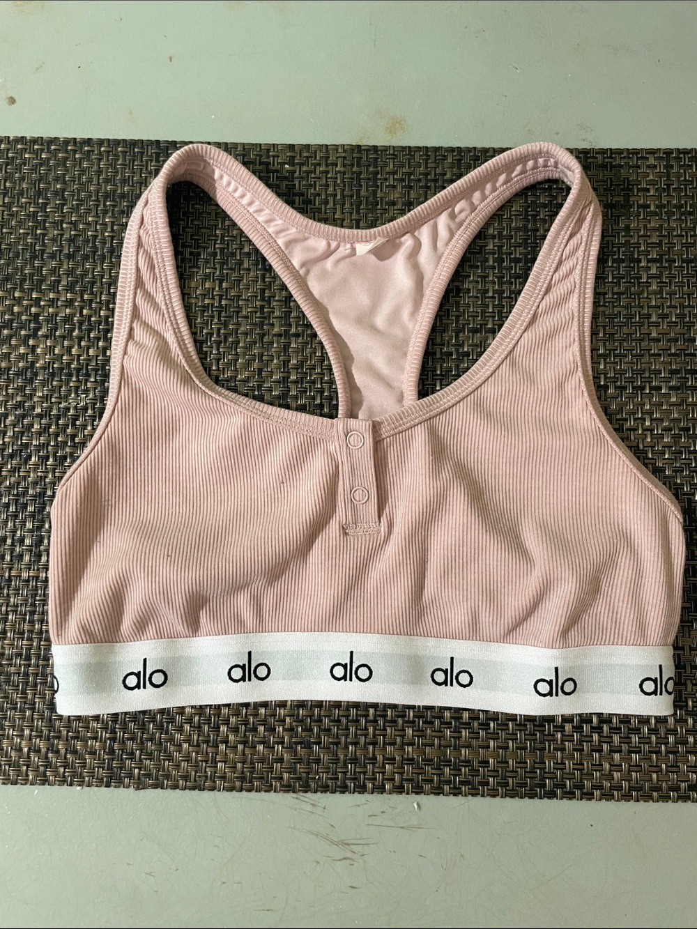 Alo Yoga Icon Ribbed Henley Bra - Picture 2 of 3